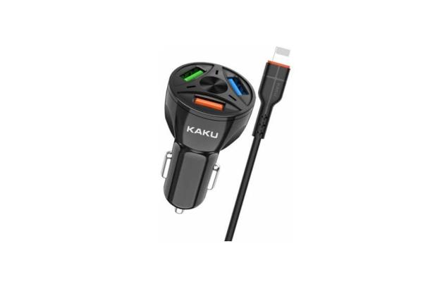 Kaku avtopolnilec KSC-493 3.0 QC s kablom 1m Lightning iPhone 12 - črn